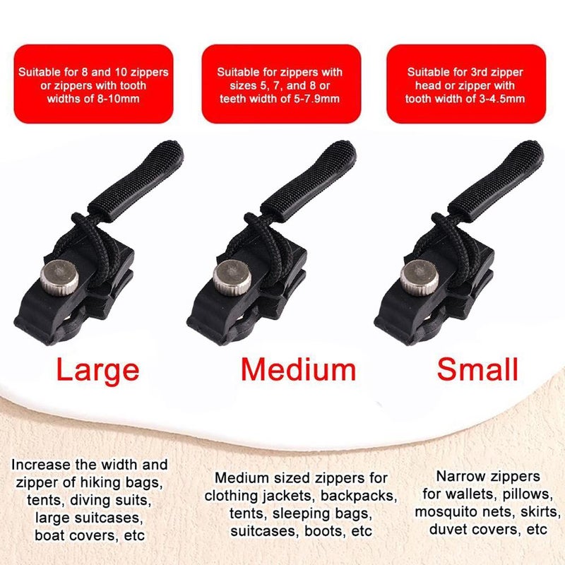 Universal Zipper Repairer Kit, 2pcs Universal Zipper Replacement Quick Install Detachable Pulls Zip Heads Coats, Jacket, Luggage, Zippers, Tents, Backpacks - Image 3
